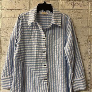 Steven Edwards Blue/White Linen Cotton Tunic Medium